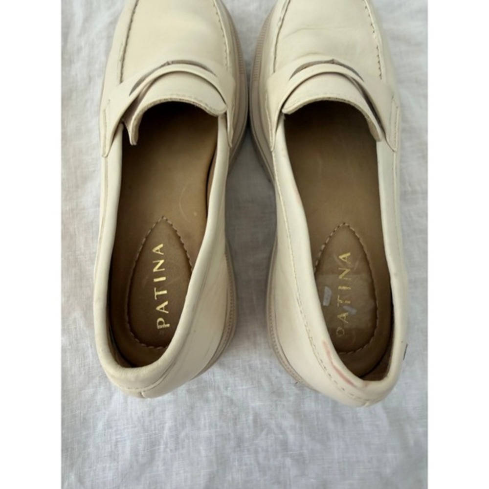 Portland Leather Patina Zoe Chunky Loafer in Bone White Chunky Lug Platform 38 - Picture 6 of 12